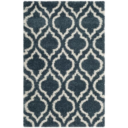 Flowers First 3 x 5 ft. Hudson Shag Power Loomed Rug, Slate Blue & Ivory - Small Rectangle FL2149523